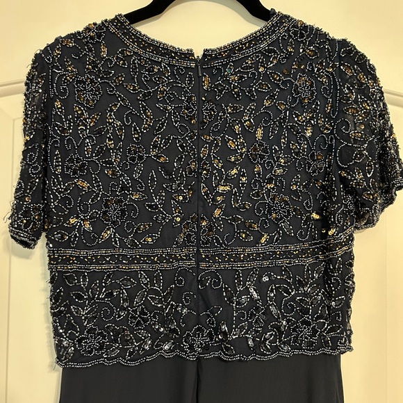 NWT Pisarro Nights Beaded Bodice A-Line Gown - Navy, Size 2 - Picture 6 of 7